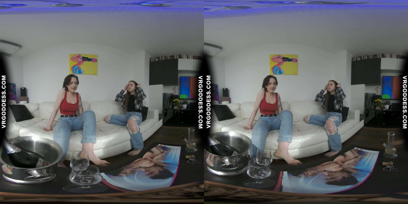 Real Life Best Friends 1st Time Lesbian Experience Together Light Bondage Dildoing Vaping Champagne - Image 2