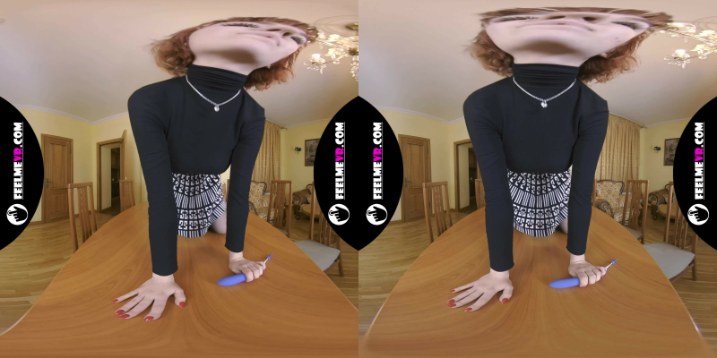 Lilly Mays Masturbates With A Vibrator On The Table 180VR - Image 1