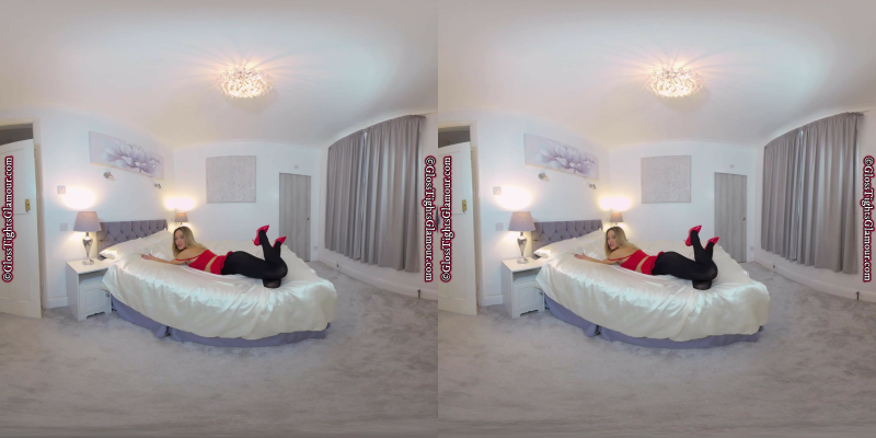 Samantha Red Crop Top And Rara Skirt With Black Glossy Tights - Image 4